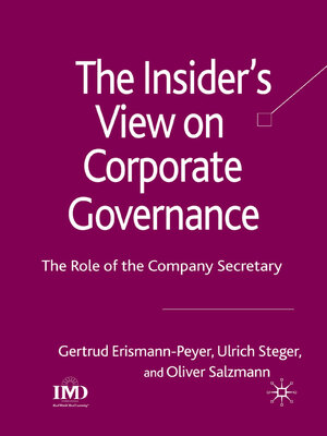 cover image of The Insider's View on Corporate Governance